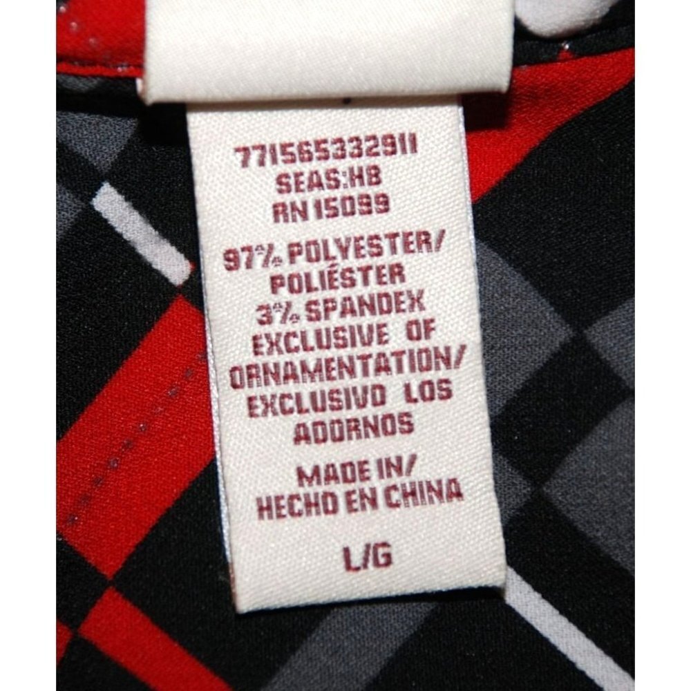 Covington Red Argyle Pattern Button Up Blouse Siz… - image 8